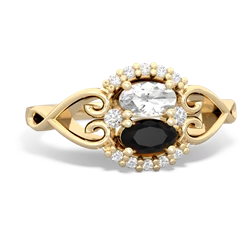 White Topaz Love Nest 14K Yellow Gold ring R5860