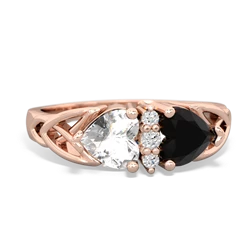 White Topaz Celtic Knot Double Heart 14K Rose Gold ring R5040