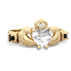 White Topaz Claddagh Keepsake 14K Yellow Gold ring R5245