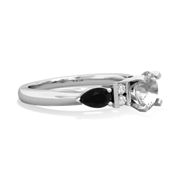 White Topaz 6Mm Round Eternal Embrace Engagement 14K White Gold ring R2005