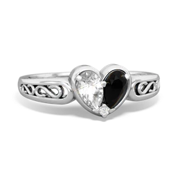 White Topaz Filligree 'One Heart' 14K White Gold ring R5070