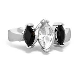 White Topaz Three Peeks 14K White Gold ring R2433