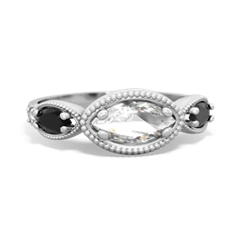 White Topaz Milgrain Marquise 14K White Gold ring R5700