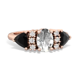 White Topaz Antique Style Three Stone 14K Rose Gold ring R2186