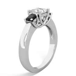 White Topaz Three Stone Trellis 14K White Gold ring R4015