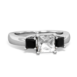 White Topaz Three Stone Trellis 14K White Gold ring R4015