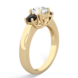 White Topaz Three Stone Round Trellis 14K Yellow Gold ring R4018