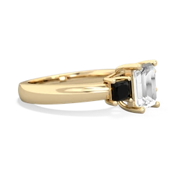 White Topaz Three Stone Emerald-Cut Trellis 14K Yellow Gold ring R4021