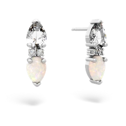 White Topaz Bowtie Drop 14K White Gold earrings E0865