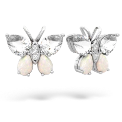 White Topaz Butterfly 14K White Gold earrings E2215