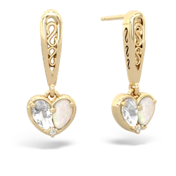 White Topaz Filligree Heart 14K Yellow Gold earrings E5070