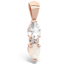 White Topaz Bowtie Drop 14K Rose Gold pendant P0865