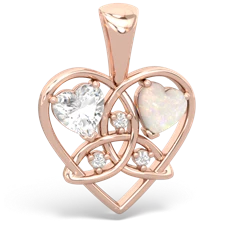 White Topaz Celtic Trinity Heart 14K Rose Gold pendant P5331