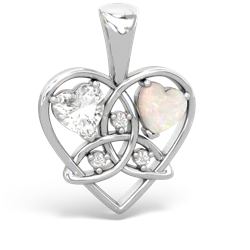 White Topaz Celtic Trinity Heart 14K White Gold pendant P5331