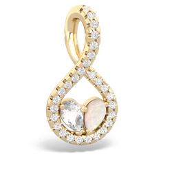 White Topaz Pave Twist 'One Heart' 14K Yellow Gold pendant P5360