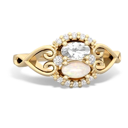 White Topaz Love Nest 14K Yellow Gold ring R5860