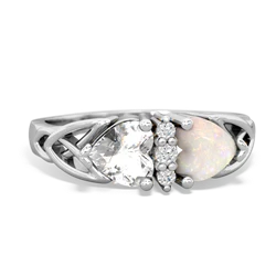 White Topaz Celtic Knot Double Heart 14K White Gold ring R5040