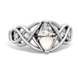 White Topaz Keepsake Celtic Knot 14K White Gold ring R5300