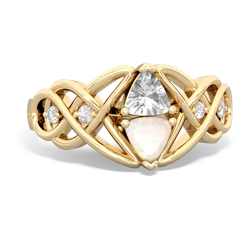 White Topaz Keepsake Celtic Knot 14K Yellow Gold ring R5300