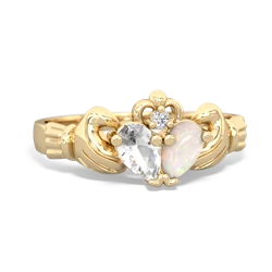 White Topaz 'Our Heart' Claddagh 14K Yellow Gold ring R2388