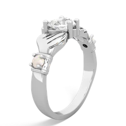 White Topaz Claddagh Keepsake 14K White Gold ring R5245