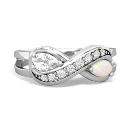 White Topaz Diamond Infinity 14K White Gold ring R5390