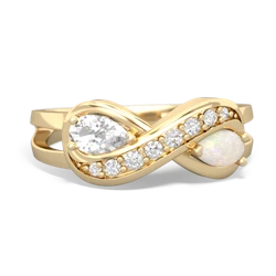 White Topaz Diamond Infinity 14K Yellow Gold ring R5390