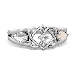 White Topaz Hearts Intertwined 14K White Gold ring R5880