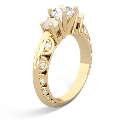 White Topaz Art Deco Eternal Embrace Engagement 14K Yellow Gold ring C2003