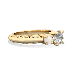 White Topaz Art Deco Eternal Embrace Engagement 14K Yellow Gold ring C2003