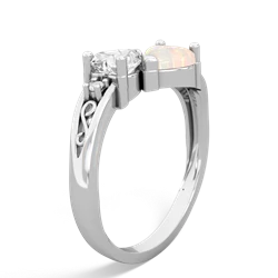 White Topaz Snuggling Hearts 14K White Gold ring R2178