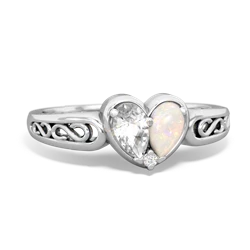 White Topaz Filligree 'One Heart' 14K White Gold ring R5070