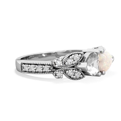 White Topaz Diamond Butterflies 14K White Gold ring R5601