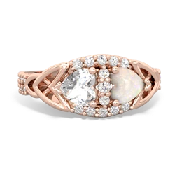 White Topaz Sparkling Celtic Knot 14K Rose Gold ring R2645