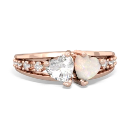 White Topaz Heart To Heart 14K Rose Gold ring R3342