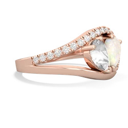 White Topaz Nestled Heart Keepsake 14K Rose Gold ring R5650