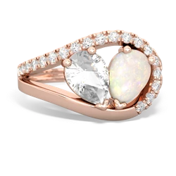 White Topaz Nestled Heart Keepsake 14K Rose Gold ring R5650