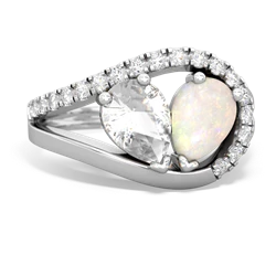 White Topaz Nestled Heart Keepsake 14K White Gold ring R5650