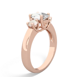 White Topaz Three Stone Oval Trellis 14K Rose Gold ring R4024