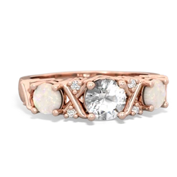 White Topaz Hugs And Kisses 14K Rose Gold ring R5016