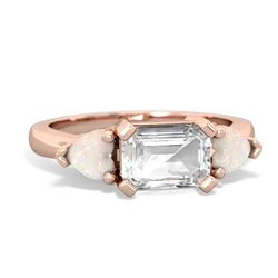 White Topaz Three Stone 14K Rose Gold ring R5235