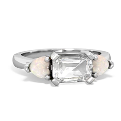 White Topaz Three Stone 14K White Gold ring R5235