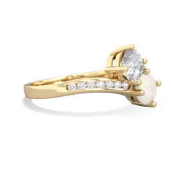 White Topaz Channel Set Two Stone 14K Yellow Gold ring R5303