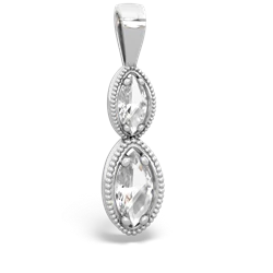 White Topaz Antique-Style Halo 14K White Gold pendant P5700