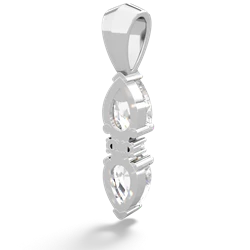 White Topaz Bowtie Drop 14K White Gold pendant P0865