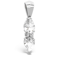 White Topaz Bowtie Drop 14K White Gold pendant P0865