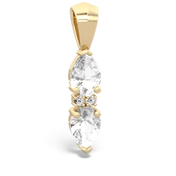 White Topaz Bowtie Drop 14K Yellow Gold pendant P0865