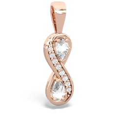 White Topaz Diamond Infinity 14K Rose Gold pendant P5390