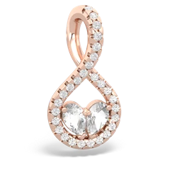 White Topaz Pave Twist 'One Heart' 14K Rose Gold pendant P5360