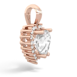 White Topaz Sparkling Halo Heart 14K Rose Gold pendant P0391